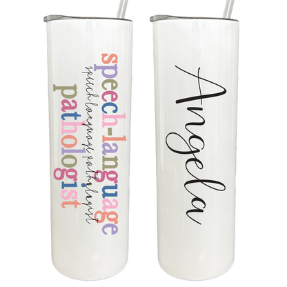 30 oz Personalized SLP Rainbow Letters Tumbler