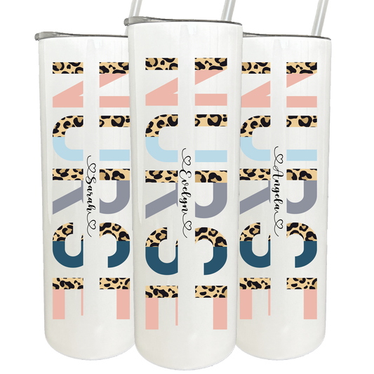 30 oz Personalized Nurse Leopard Alphabet Tumbler