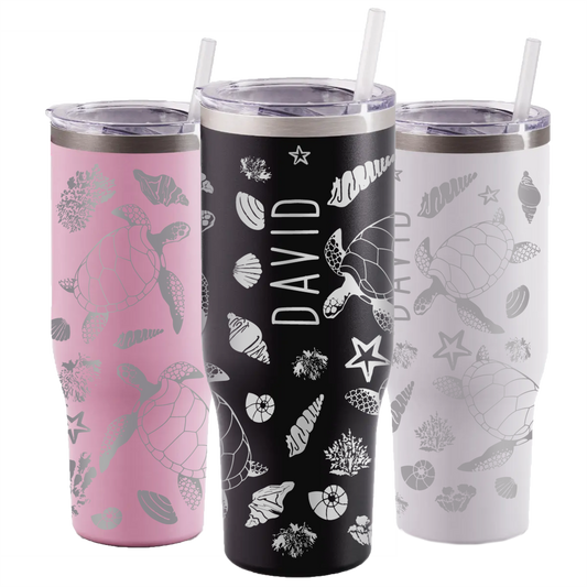 40 oz Personalized Sea Life Tumbler - Laser Engraved