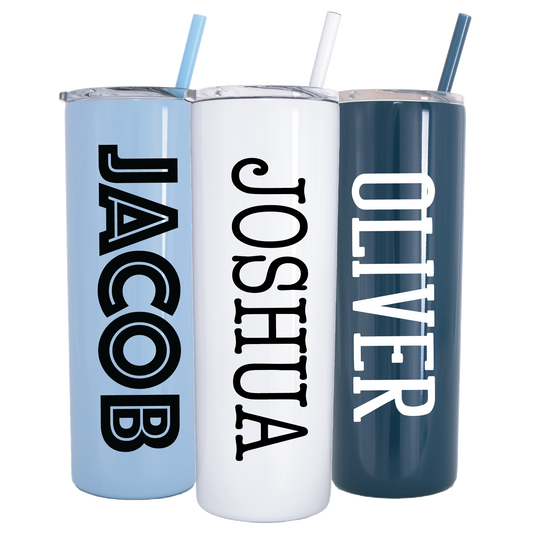 20 oz Personalized Text Tumbler - Vinyl Decal