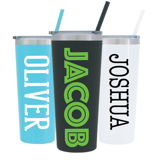 22 oz Personalized Text Tumbler - Vinyl Decal