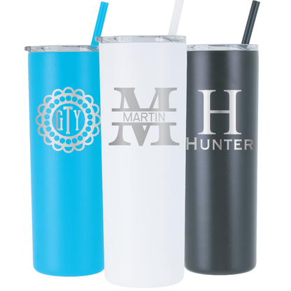 Vaso personalizado de 20 oz con monograma - grabado con láser