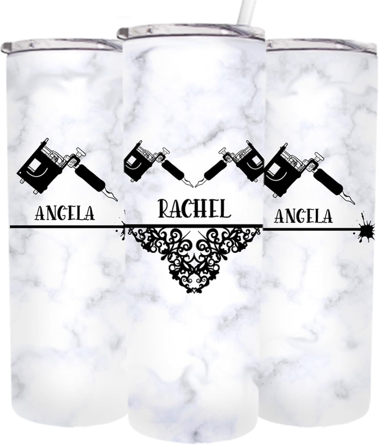Personalized Tattoo Artist Tumbler - 20 oz Skinny Tumbler - Includes Lid and Straw - Stainless Steel - Vacuum Insulated