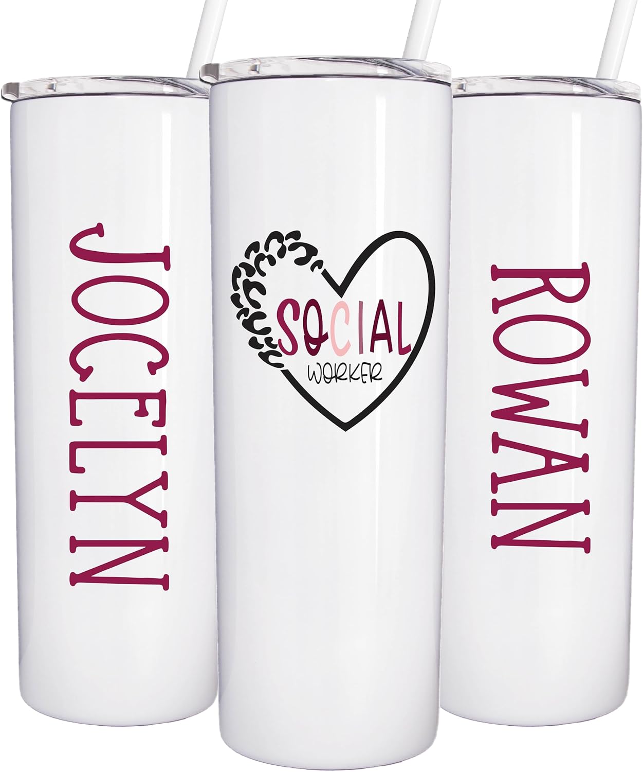 AVITO Personalized Social Worker Tumbler - 20 oz Tumbler with Closing Lid and Straw - Gift for Social Worker