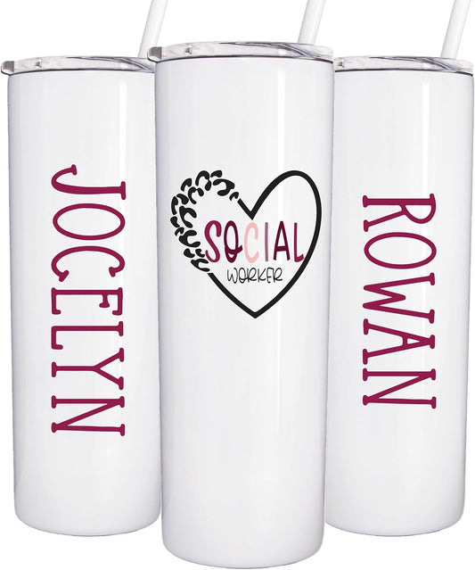AVITO Personalized Social Worker Tumbler - 20 oz Tumbler with Closing Lid and Straw - Gift for Social Worker