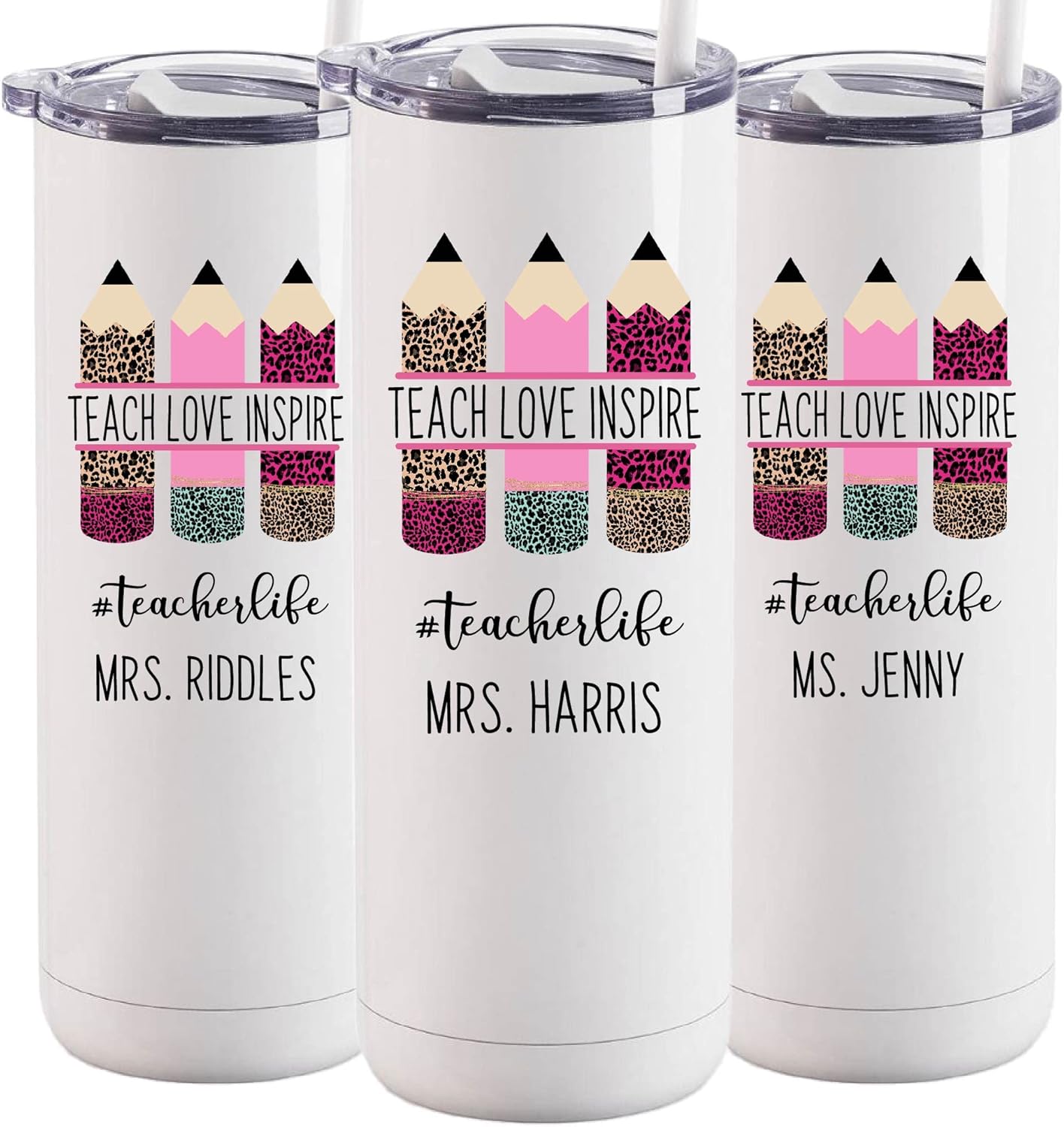 AVITO Personalized Teacher Tumbler - Stainless Steel - Vacuum Insulated - 20 oz Tumbler with Closing Lid and Straw - Teache Appreciation Gift - Life Tumbler