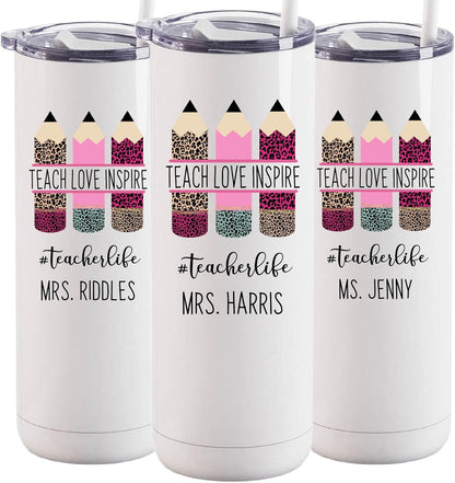 AVITO Personalized Teacher Tumbler - Stainless Steel - Vacuum Insulated - 20 oz Tumbler with Closing Lid and Straw - Teache Appreciation Gift - Life Tumbler