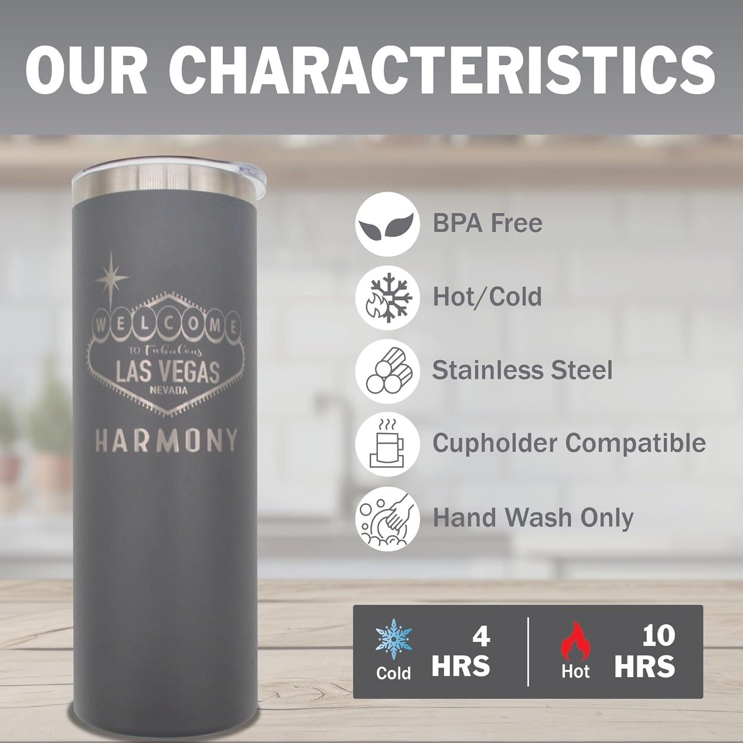 AVITO Personalized Las Vegas 20oz Tumbler - Laser Engraved - Vacuum Insulated - Stainless Steel - Coffee Tumbler - Travel Mug for Girls Trip - Bachelorette Vegas party