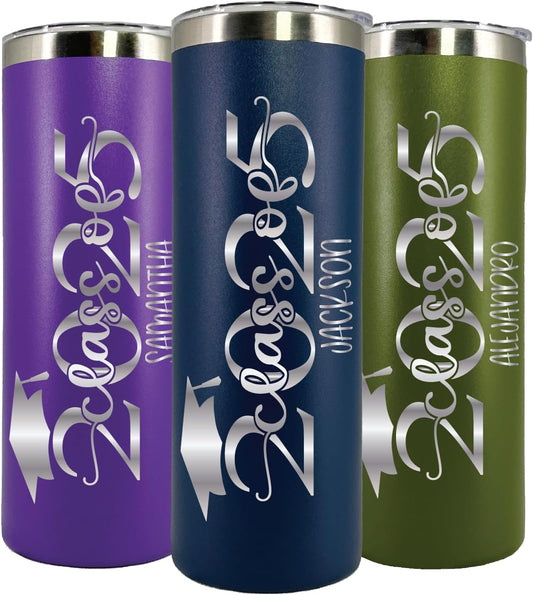 AVITO 20 oz Personalized Graduation Tumbler, Class of 2025 | Laser Engraved | Keepsake | Senior 2025 | Grad Gift for Him Her