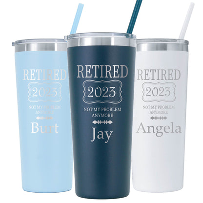 Personalized Not My Problem Retired - Laser Engraved
