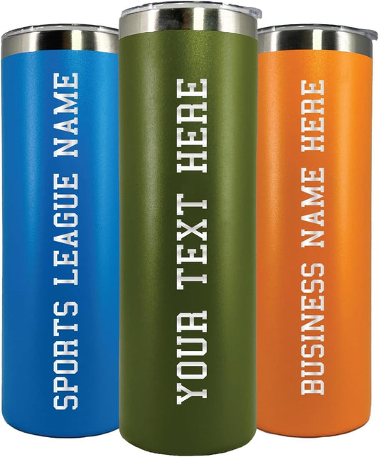 AVITO Personalized Tumbler - Laser Engraved - 20 oz Stainless Steel Skinny Tumbler - Includes Straw and Lid - Vacuum Insulated - Personalized Gift for Bride, Bridal Party, Birthday, Teacher