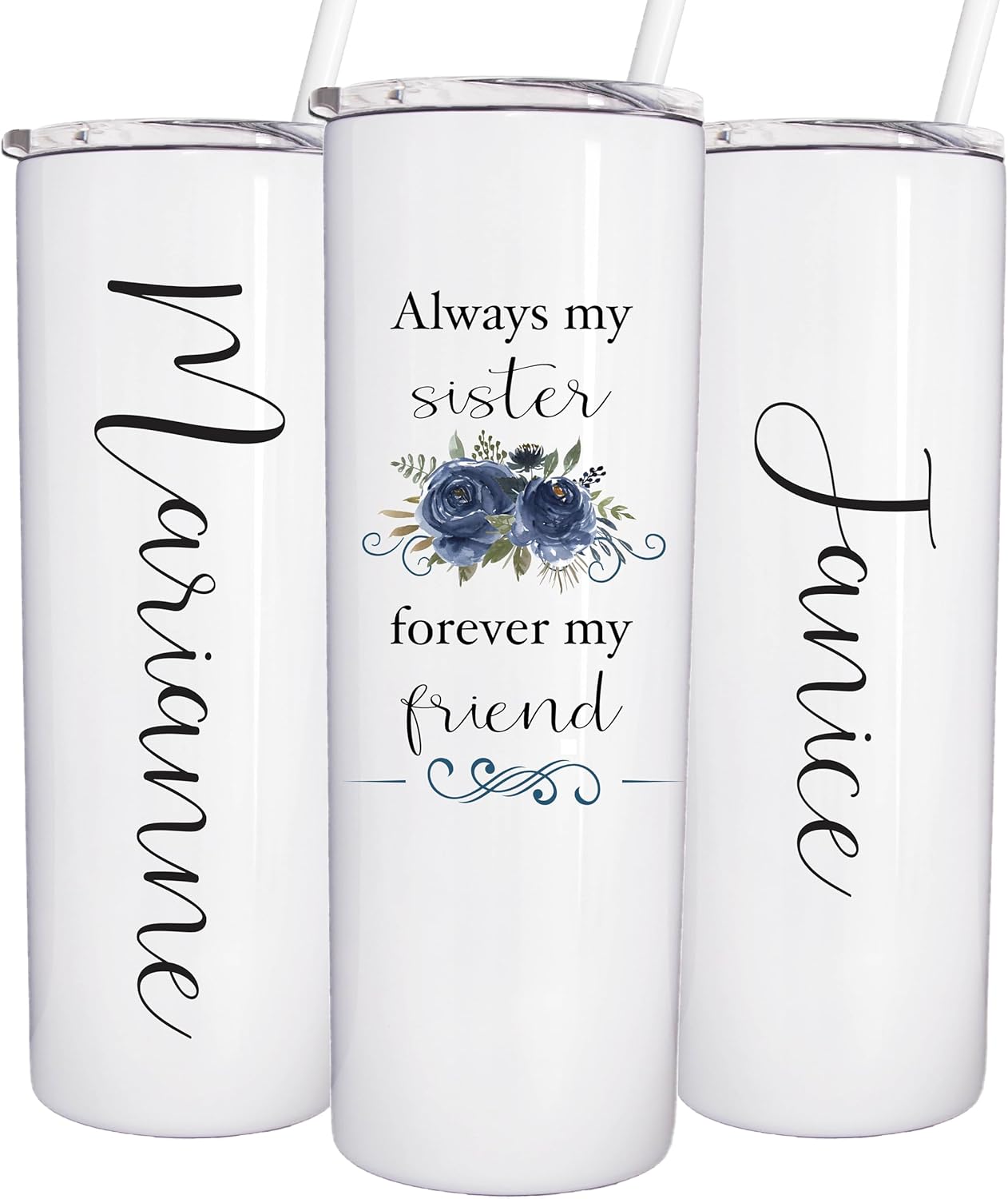 AVITO Personalized Sister Tumbler - 20oz Tumbler with Lid and Straw - Stainless Steel - Vacuum Insulated