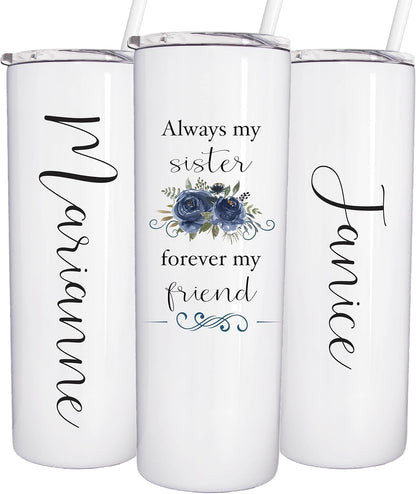 AVITO Personalized Sister Tumbler - 20oz Tumbler with Lid and Straw - Stainless Steel - Vacuum Insulated