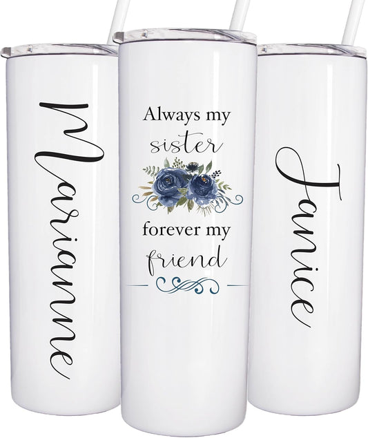 AVITO Personalized Sister Tumbler - 20oz Tumbler with Lid and Straw - Stainless Steel - Vacuum Insulated