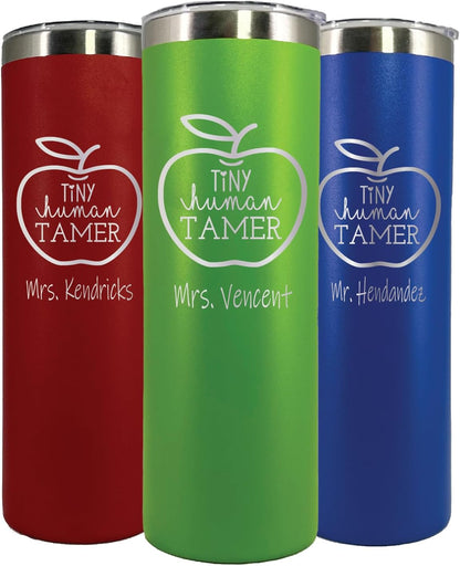 AVITO Personalized 20oz Teacher 'Tiny Human Tamer' Tumbler - Laser Engraved - Stainless Steel - Vacuum Insulated