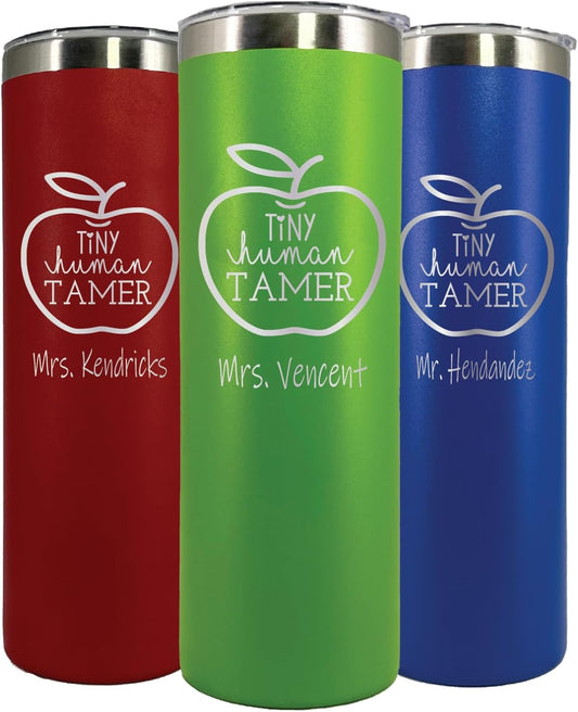 AVITO Personalized 20oz Teacher 'Tiny Human Tamer' Tumbler - Laser Engraved - Stainless Steel - Vacuum Insulated