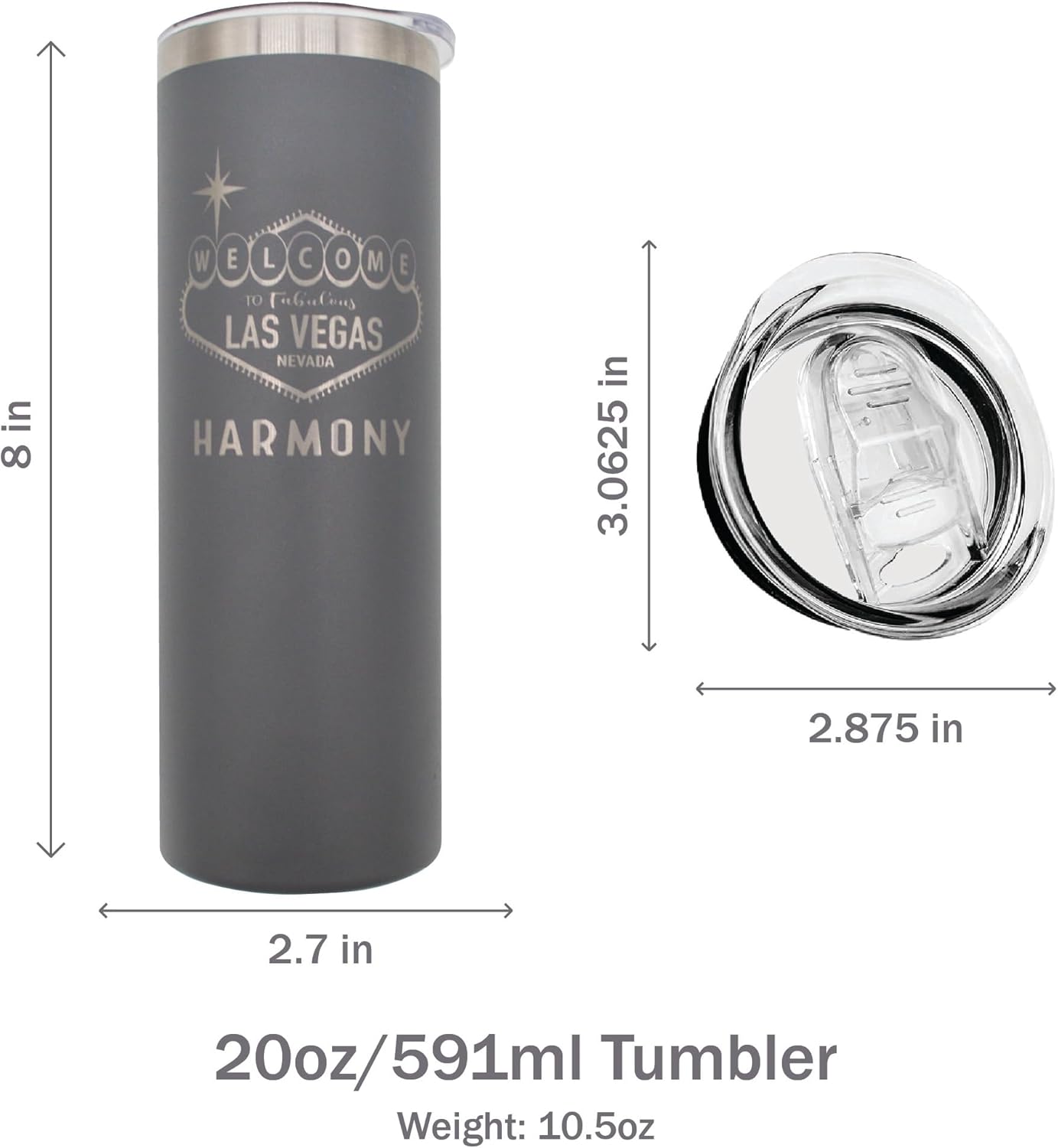 AVITO Personalized Las Vegas 20oz Tumbler - Laser Engraved - Vacuum Insulated - Stainless Steel - Coffee Tumbler - Travel Mug for Girls Trip - Bachelorette Vegas party