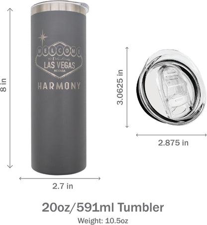 AVITO Personalized Las Vegas 20oz Tumbler - Laser Engraved - Vacuum Insulated - Stainless Steel - Coffee Tumbler - Travel Mug for Girls Trip - Bachelorette Vegas party