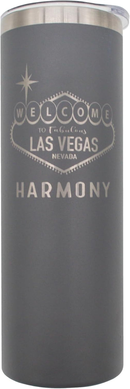AVITO Personalized Las Vegas 20oz Tumbler - Laser Engraved - Vacuum Insulated - Stainless Steel - Coffee Tumbler - Travel Mug for Girls Trip - Bachelorette Vegas party
