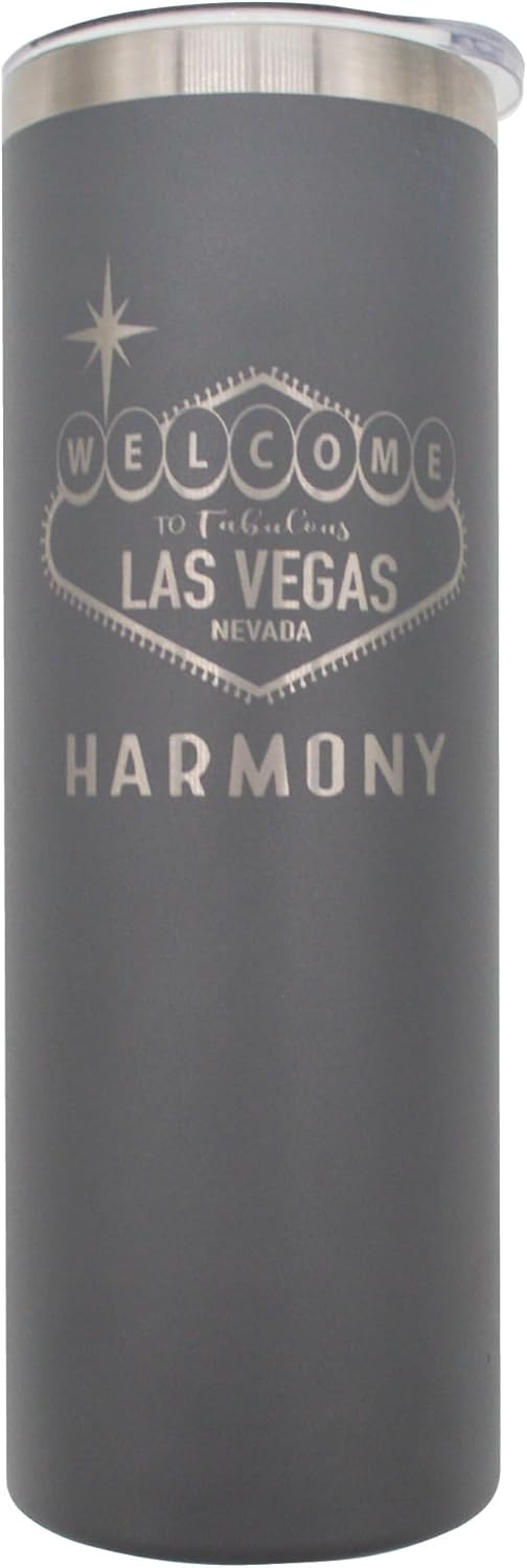 AVITO Personalized Las Vegas 20oz Tumbler - Laser Engraved - Vacuum Insulated - Stainless Steel - Coffee Tumbler - Travel Mug for Girls Trip - Bachelorette Vegas party