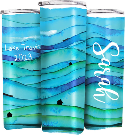AVITO Personalized Lake Life Tumbler - 20oz Skinny Tumbler with Lid and Straw - Stainless Steel - Vaccum Insulated