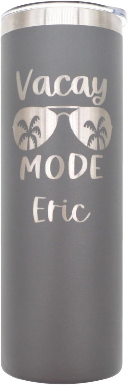 AVITO Personalized Vacation Tumbler - 20 oz Tumbler with Lid and Straw - Tumbler with Lid - Laser Engraved - Vacuum Imsulated - Vacay Mode Cup - Travel Mug - Beach Vacation Tumbler