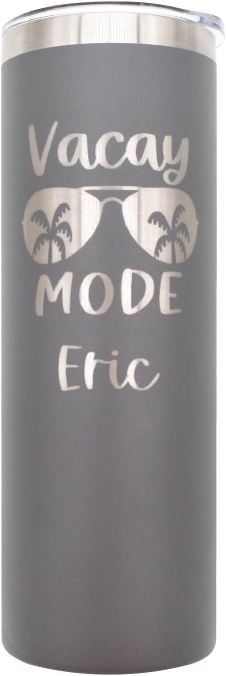 AVITO Personalized Vacation Tumbler - 20 oz Tumbler with Lid and Straw - Tumbler with Lid - Laser Engraved - Vacuum Imsulated - Vacay Mode Cup - Travel Mug - Beach Vacation Tumbler