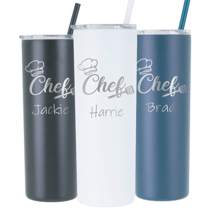 20 oz Personalized Chef Tumbler - Laser Engraved