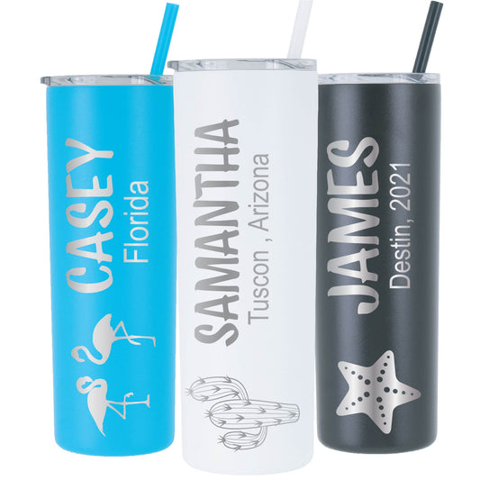 20 oz Personalized Vacation Tumbler - Laser Engraved