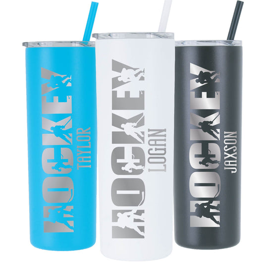 20 oz Personalized Hockey Tumbler - Laser Engraved