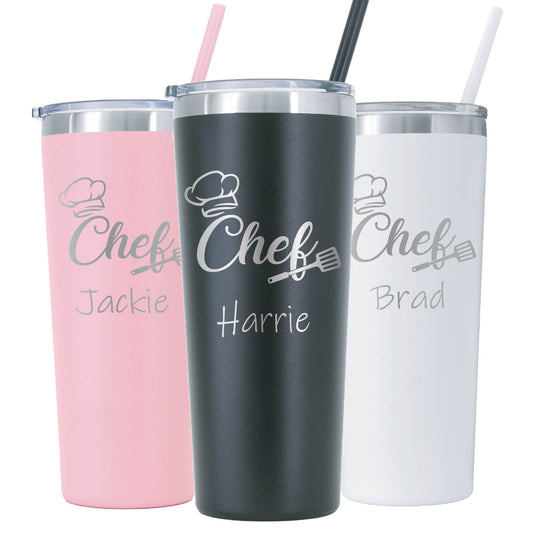22 oz Personalized Chef Tumbler - Laser Engraved