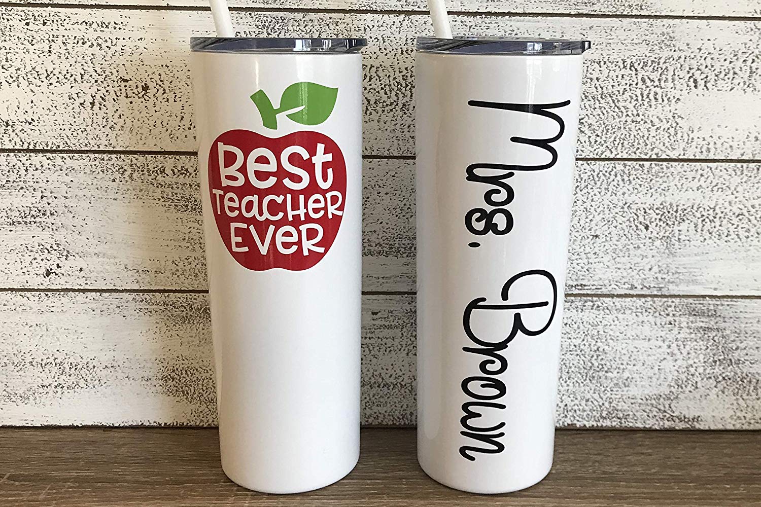 Best Teacher Ever Insulated Tumbler Cup 20 oz Clear Lid and Straw