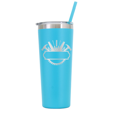 22 oz Personalized Construction Tumbler - Laser Engraved