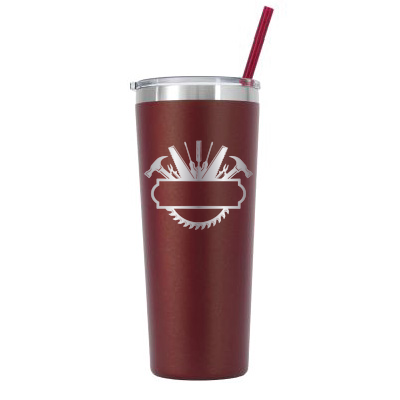 22 oz Personalized Construction Tumbler - Laser Engraved