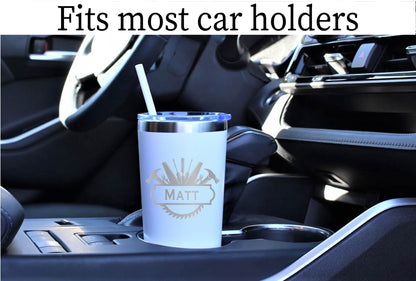 22 oz Personalized Construction Tumbler - Laser Engraved