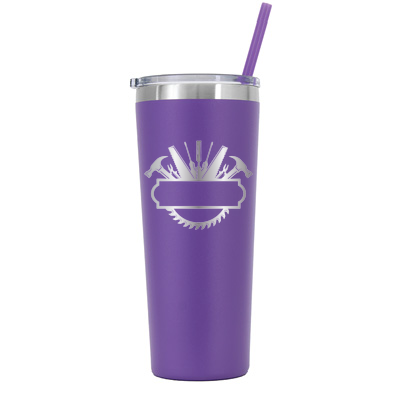 22 oz Personalized Construction Tumbler - Laser Engraved