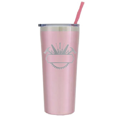 22 oz Personalized Construction Tumbler - Laser Engraved