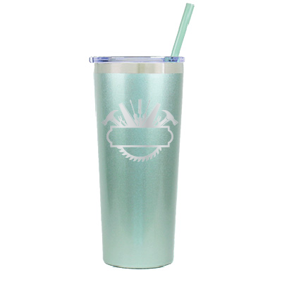 22 oz Personalized Construction Tumbler - Laser Engraved