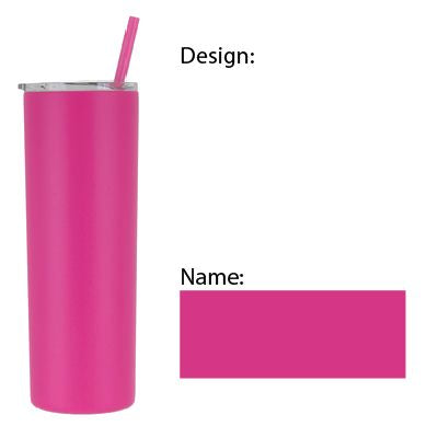 Hot Pink Cup With Straw 20 Oz Skinny Tumbler With Lid Personalized