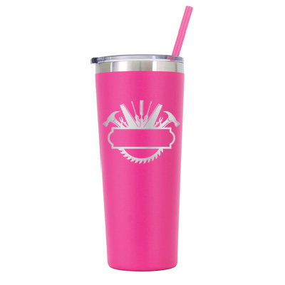 22 oz Personalized Construction Tumbler - Laser Engraved