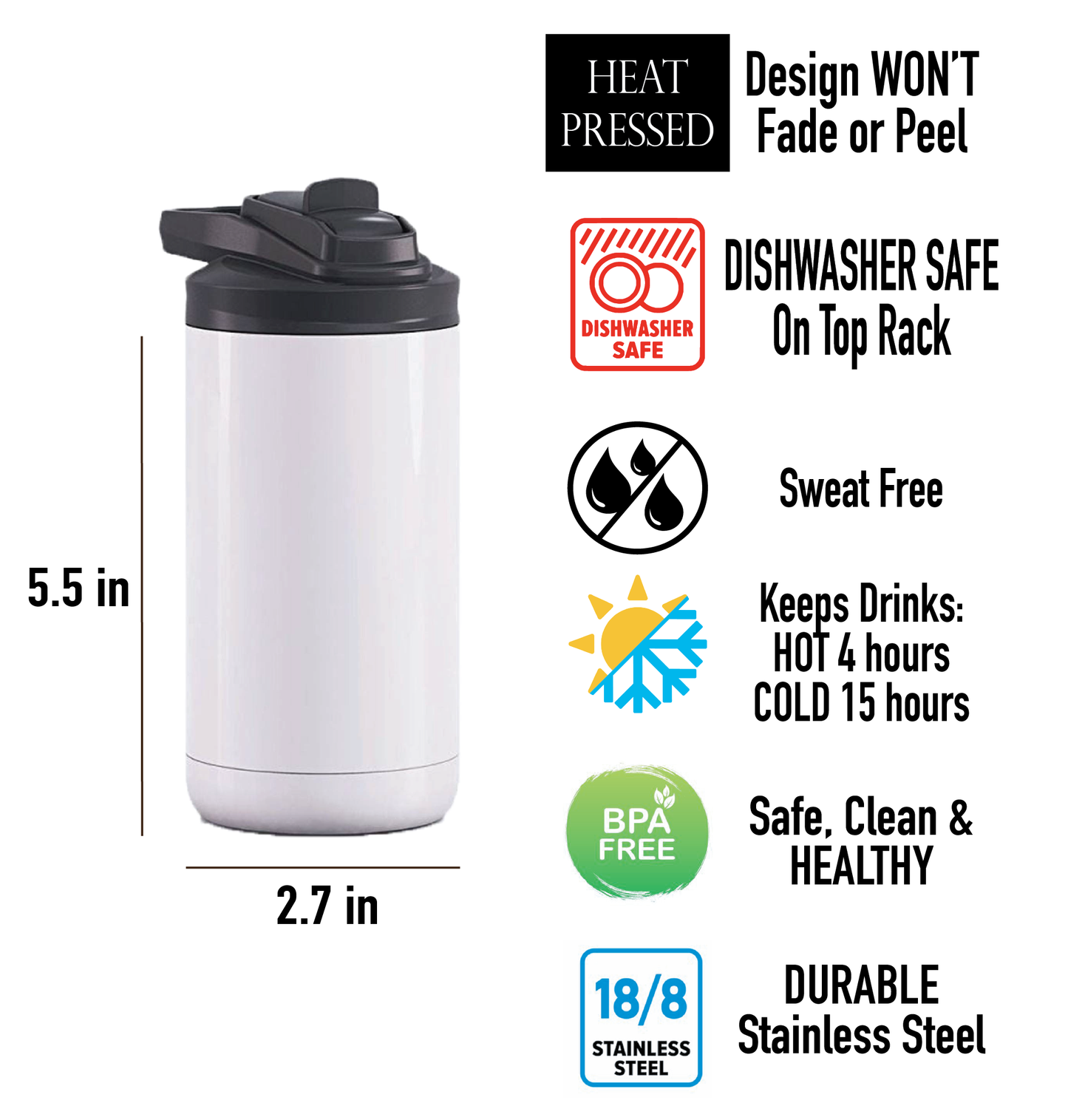 Vaso de botella de agua con estandarte de animales personalizado de 12 oz