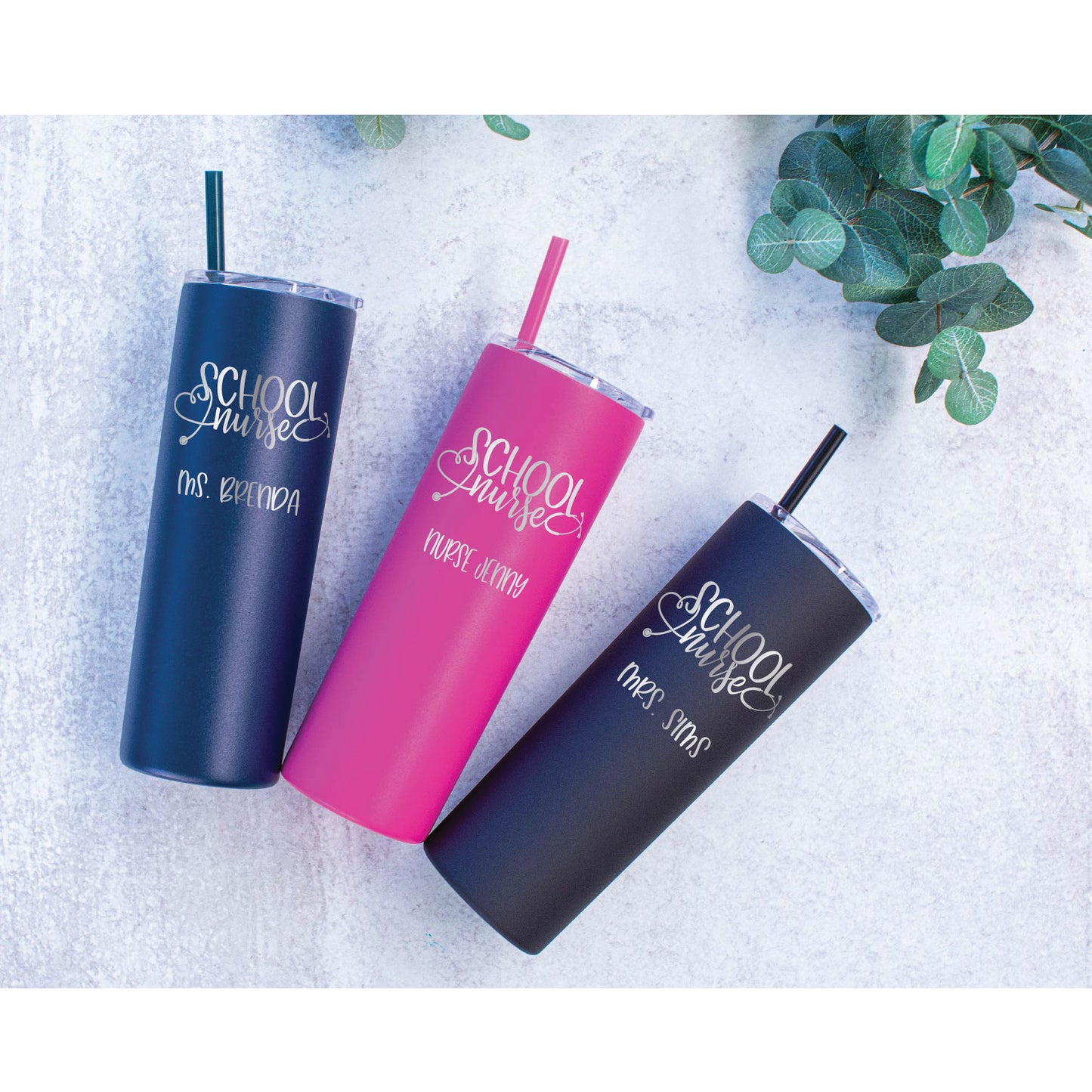 20 oz Personalized School Nurse Tumbler - Laser Engraved