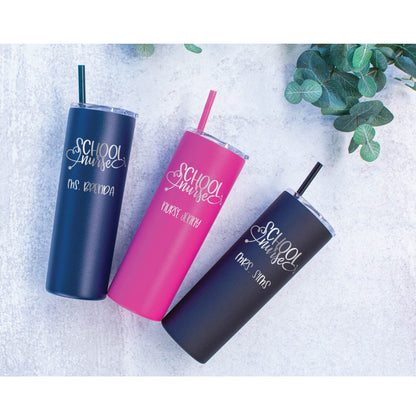 20 oz Personalized School Nurse Tumbler - Laser Engraved