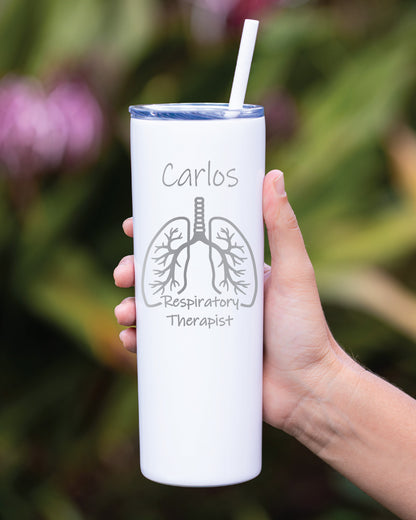 20 oz Personalized Respiratory Therapist Tumbler - Laser Engraved