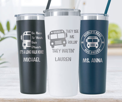 Vaso de conductor de autobús personalizado de 22 oz - Grabado con láser