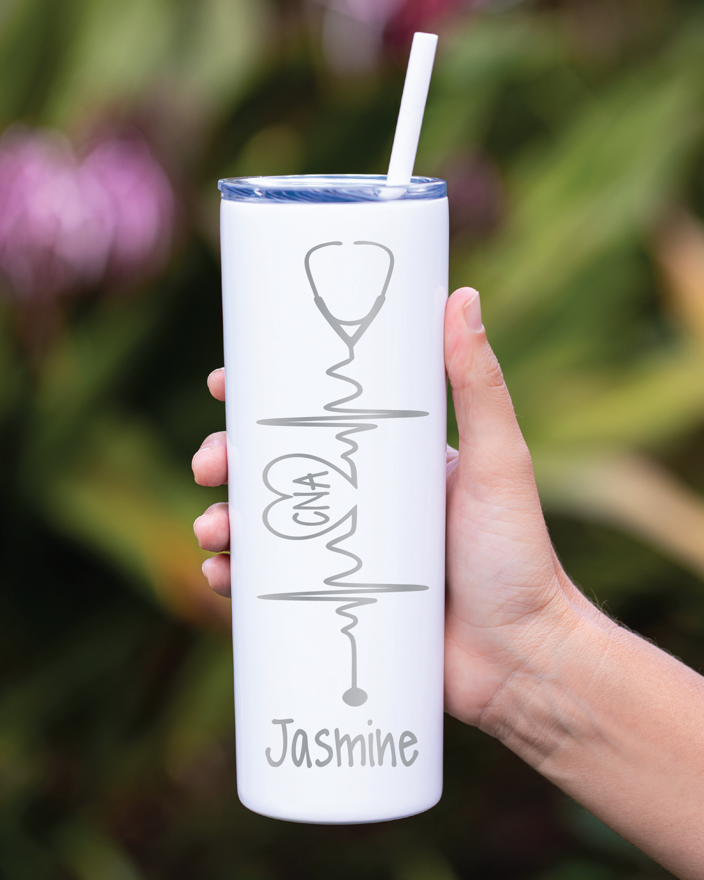 20 oz Personalized Nurse Heartbeat Tumbler - Laser Engraved