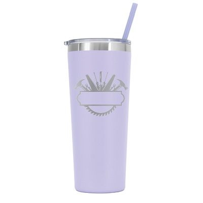 22 oz Personalized Construction Tumbler - Laser Engraved
