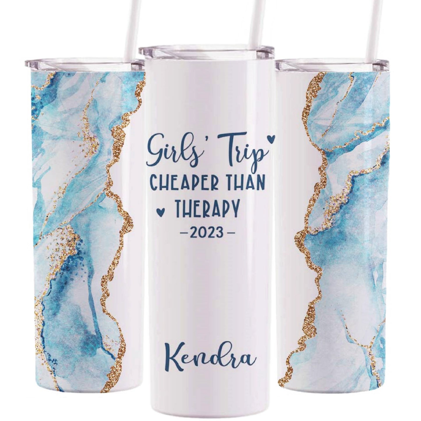 Vaso de 20 oz personalizado Girl's Trip Cheaper Than Therapy