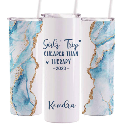 Vaso de 20 oz personalizado Girl's Trip Cheaper Than Therapy