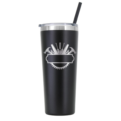 22 oz Personalized Construction Tumbler - Laser Engraved